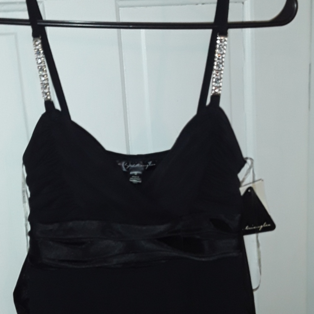 City Triangle short black dress diamond straps. SM